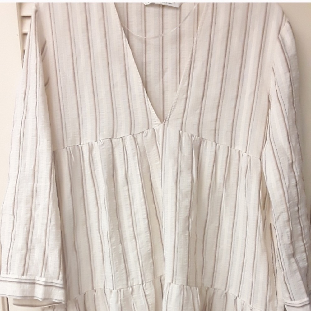 Zara Cream Striped Maxi Dress